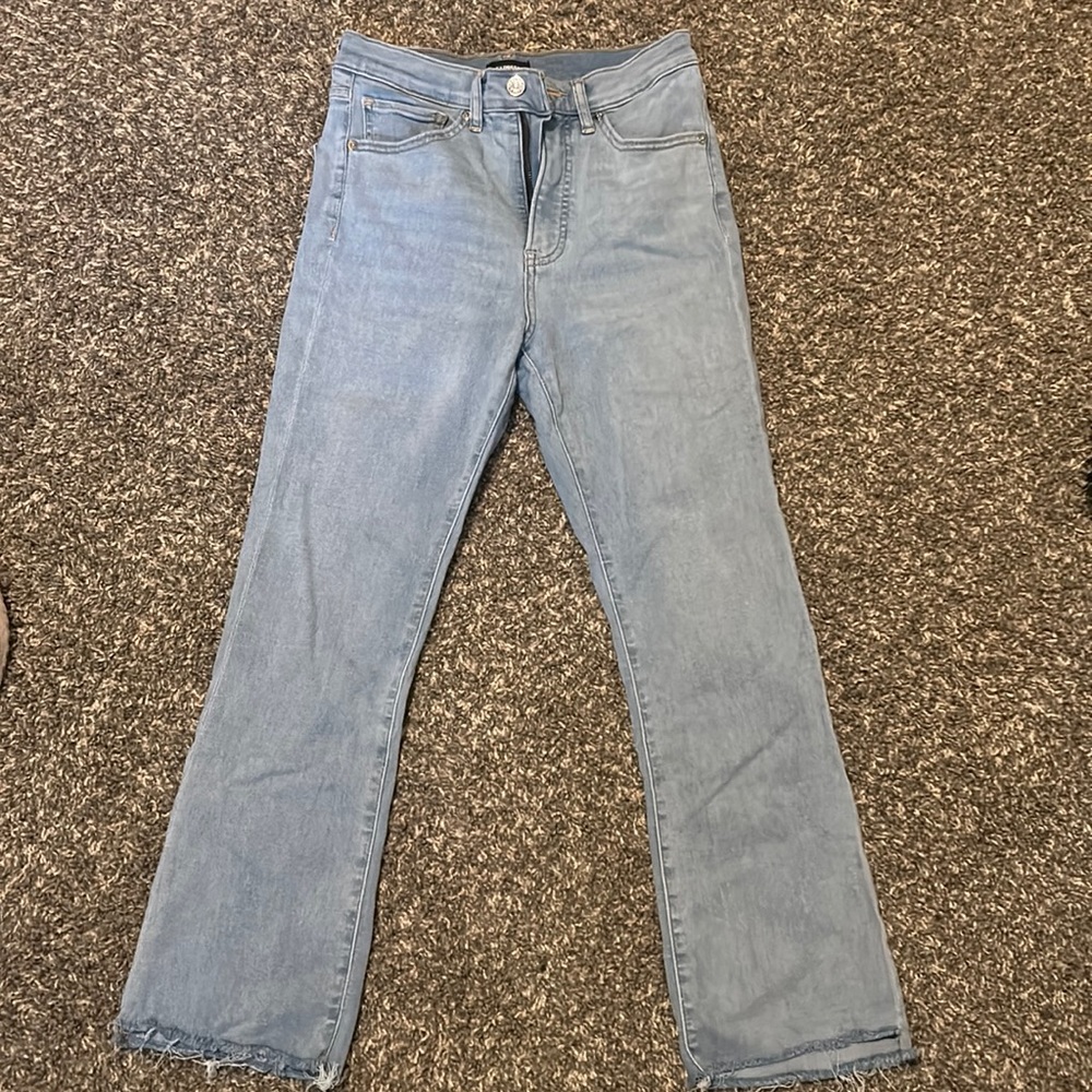 High-rise cropped flare denim with stretch